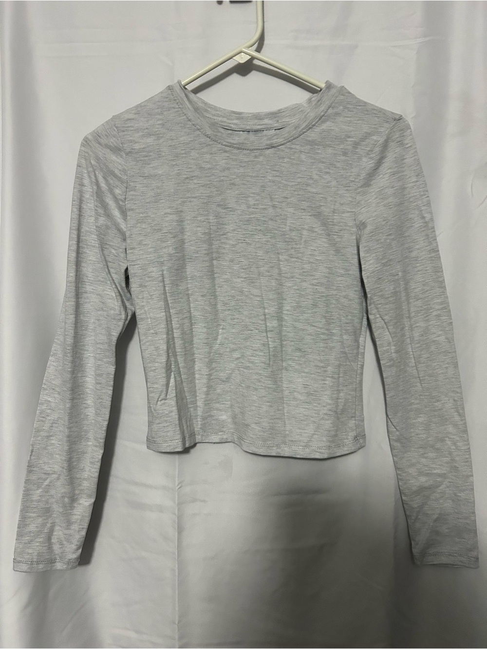 Classic Light Gray Long-Sleeve Crewneck Tee